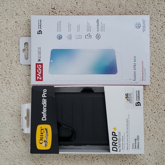 Otterbox case and Zagg Screen Protector for S23+